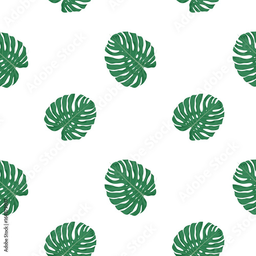 Exotic seamless pattern. Vector illustration of tropical plant leaves on a dark background