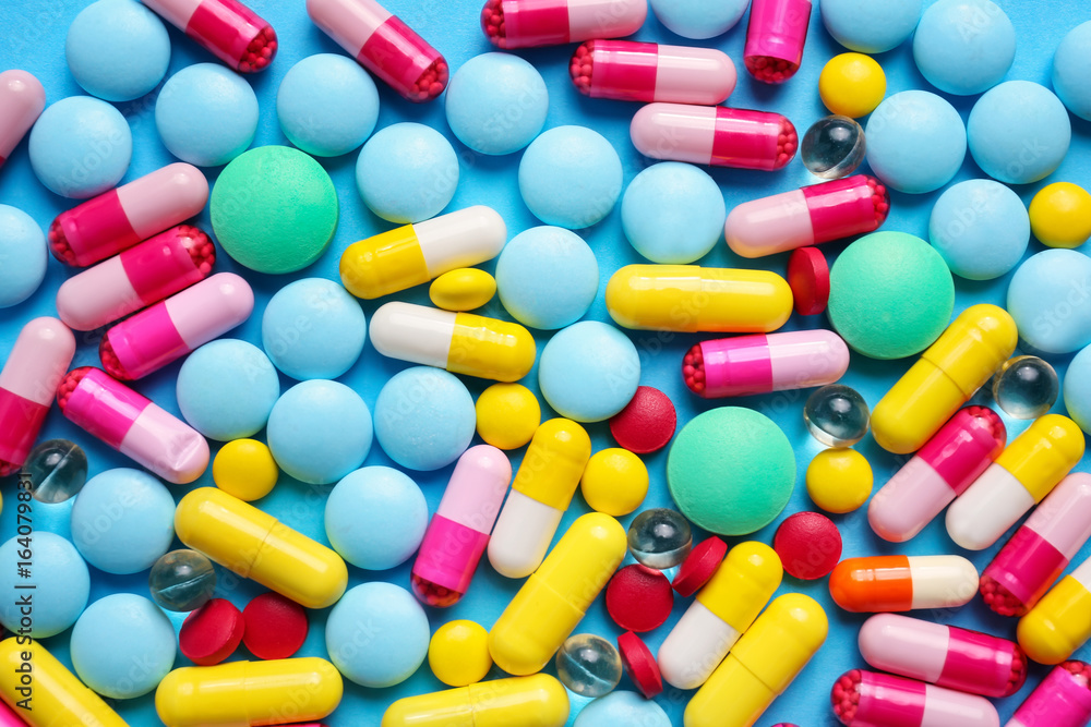 Closeup view of different pills Closeup view of different pills
