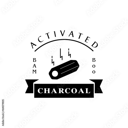 bamboo charcoal logo with carbon stick illustration