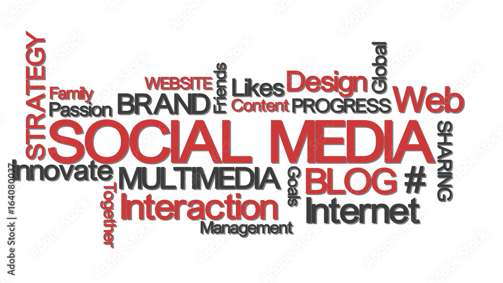 Fototapeta premium Social media typography with relevant buzzwords