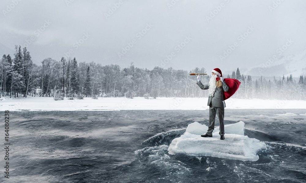 Santa looking for the way. Mixed media Santa looking for the way. Mixed media
