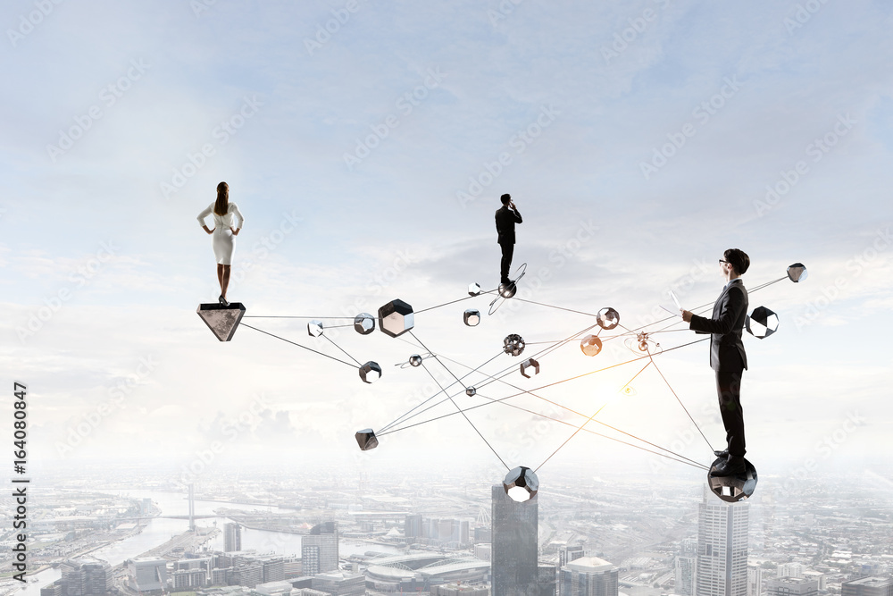 Networking and connectivity in business. Mixed media Networking and connectivity in business. Mixed media