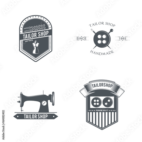 Vintage tailor labels, emblems and logo set