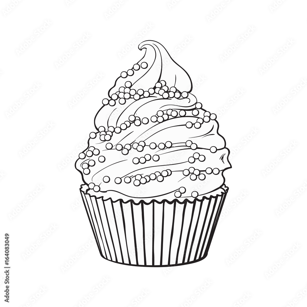 Cupcake Waffle Realistic Sketch Tasty Sweet Stock Illustration 2301692315 |  Shutterstock
