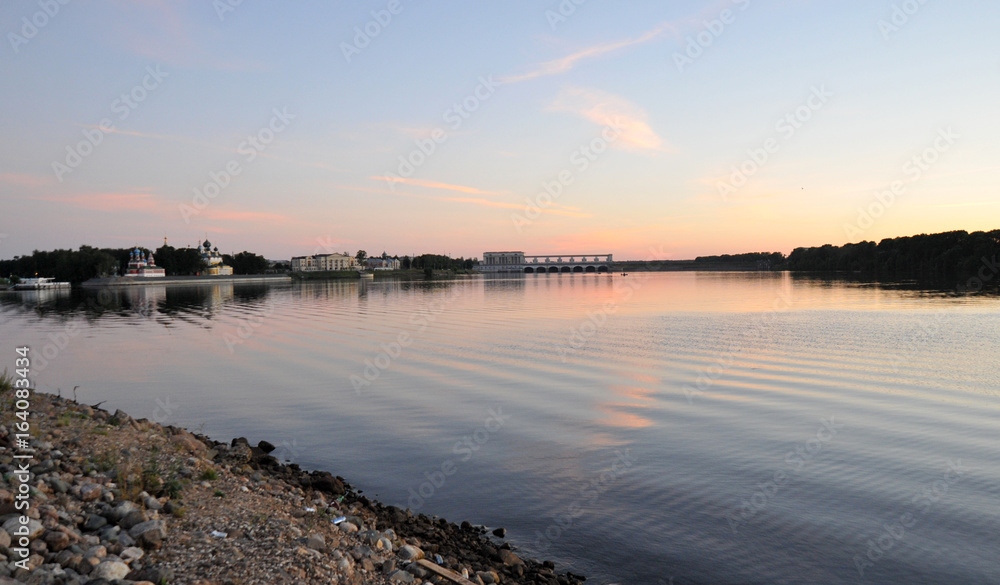 Sunset on the Volga River near the town of Uglich.