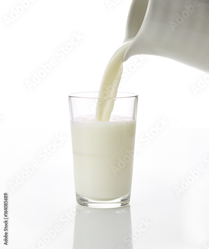 Milchglas wird eingeschenkt