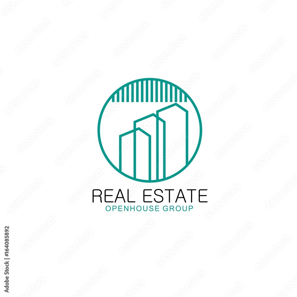 Logo template real estate, apartment, condo, house, rental, business. brand, branding, logotype, company, corporate, identity. Clean, modern and elegant style design.