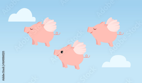 Three flying pigs