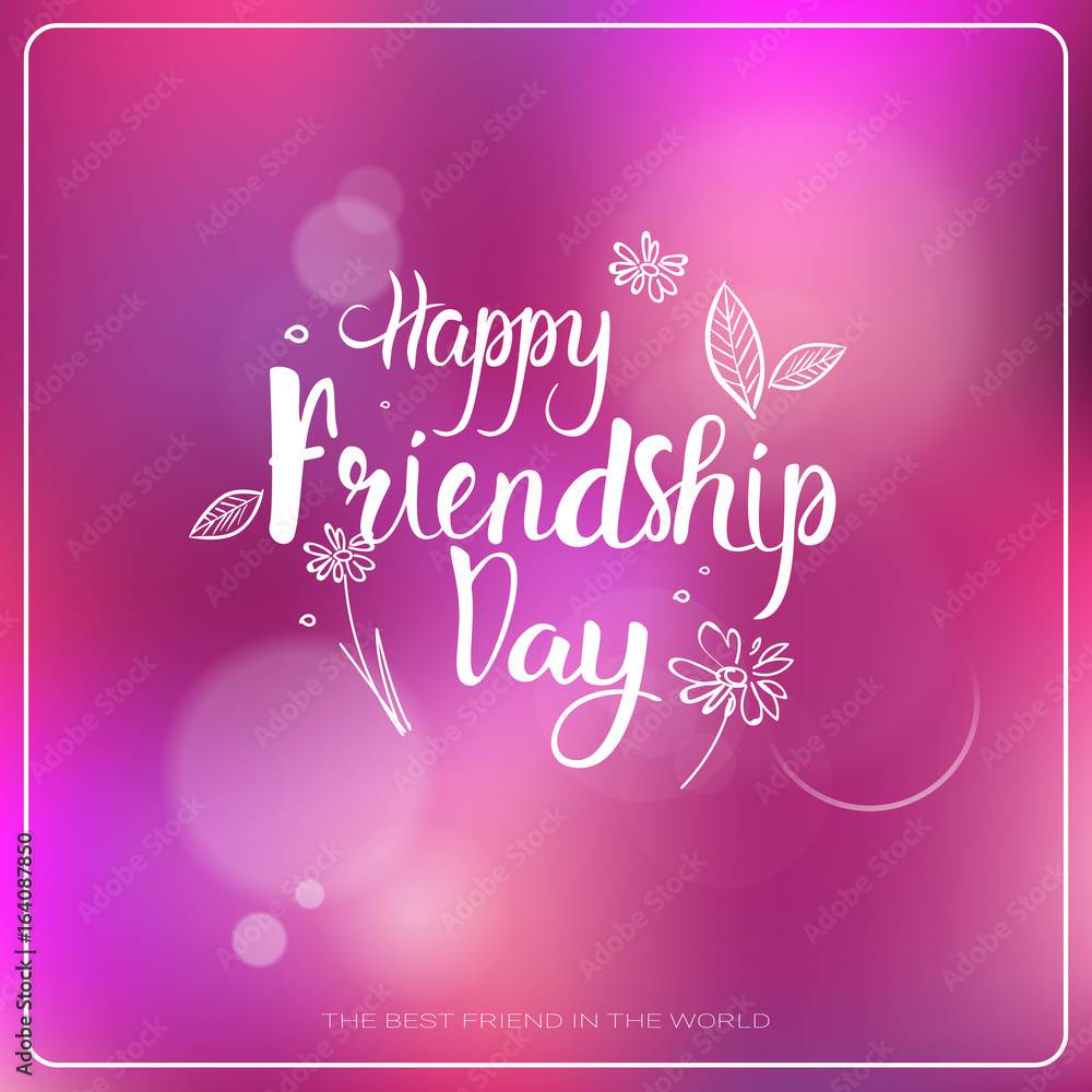 Happy Friendship Day Logo Greeting Card Friends Holiday Banner Flat Vector Illustration