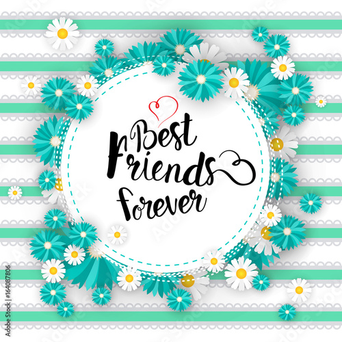 Happy Friendship Day Logo Greeting Card Friends Holiday Banner Flat Vector Illustration © mast3r