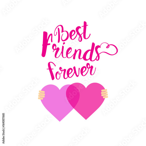 Happy Friendship Day Logo Greeting Card Friends Holiday Banner Flat Vector Illustration