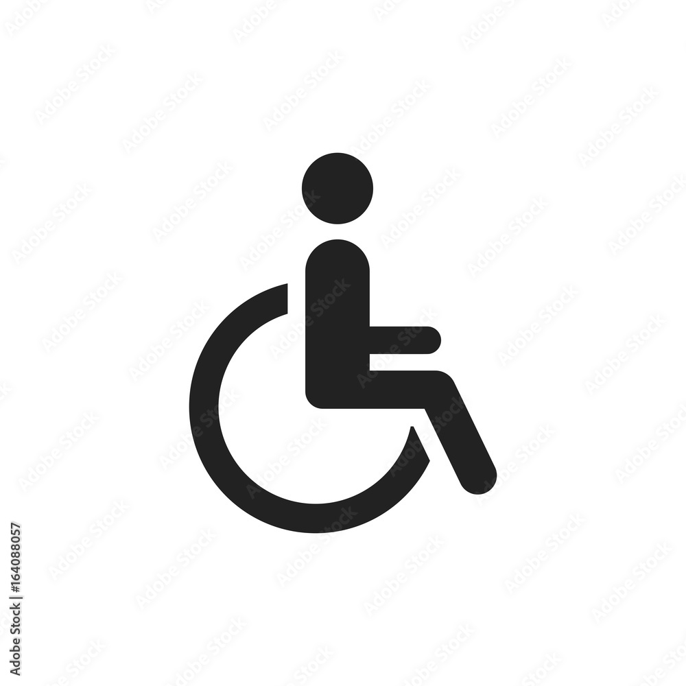 Man in wheelchair vector icon. Handicapped invalid people sign illustration. Man in wheelchair vector icon. Handicapped invalid people sign illustration.
