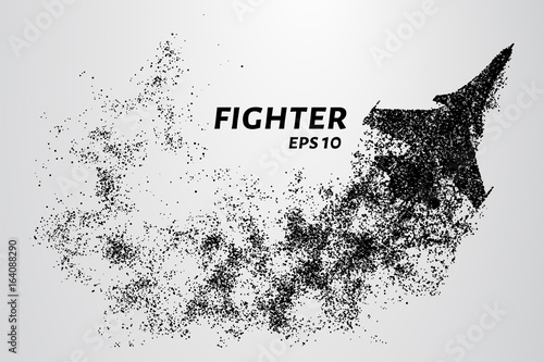 Fighter of the particles. The silhouette of the fighter is of little circles