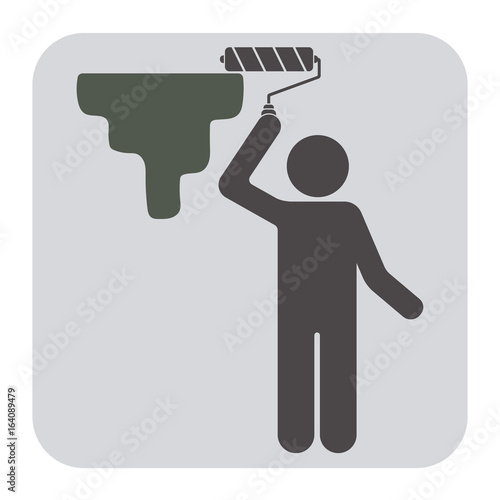 Painter with paint roller icon