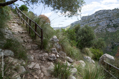 Sentiero sulla sponda sinistra verso i laghetti, Riserva Naturale Orientata Cavagrande del Cassibile, primavera, Sicilia 