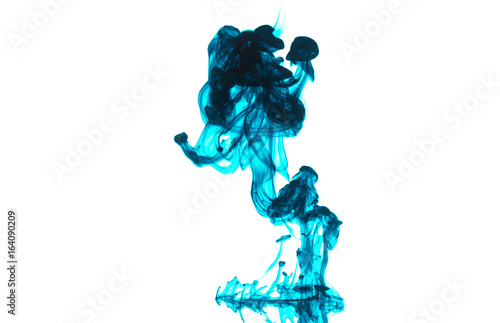 Cloud of blue ink in water isolated.