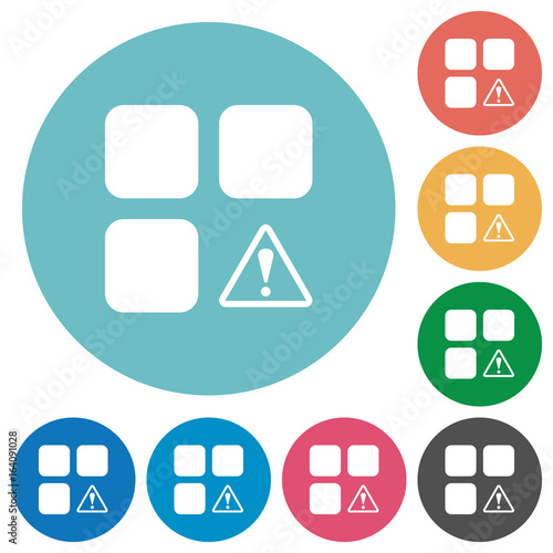 Component warning flat round icons