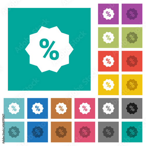 Discount sticker square flat multi colored icons