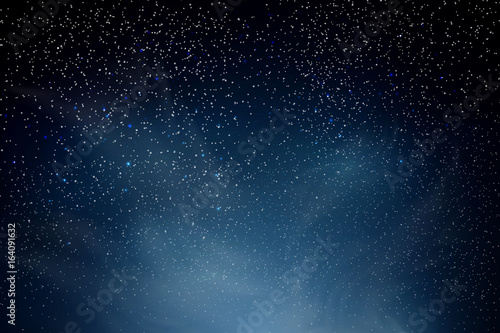 Stars in night sky. Blue dark night sky with many stars. Shining Stars and Clouds. Background illustration