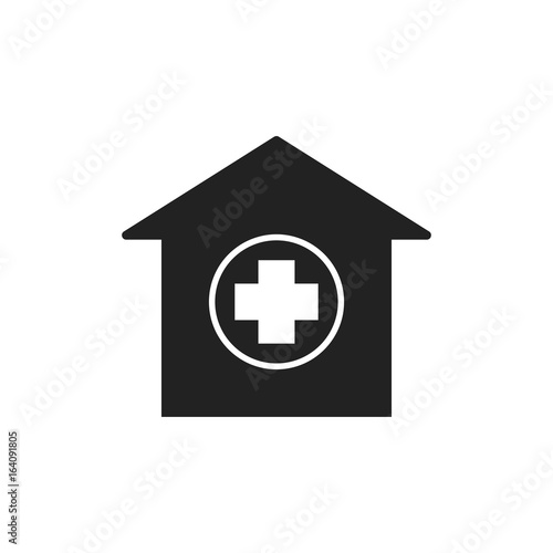 Hospital building vector icon. Infirmary medical clinic sign illustration.