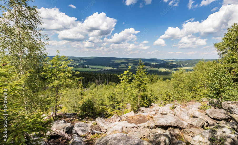 Summer landscape with blue sky from stony viewpoint Summer landscape with blue sky from stony viewpoint