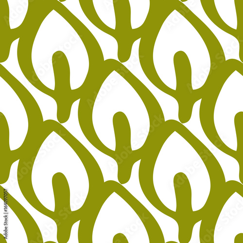 Repeated outlines of leaves. Organic seamless pattern.