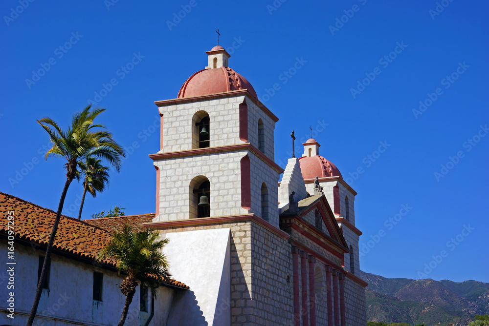 Two bell towers of Santa Barbara Mission
