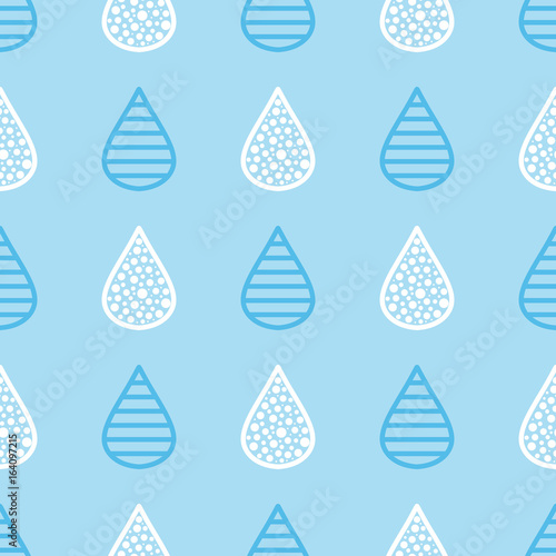 Cute raindrops. Cartoon seamless pattern with rain drops.