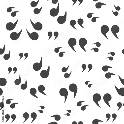 Quotation marks symbol seamless pattern, isolated on white background. Vector illustration, easy to edit.