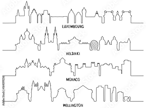 Line art, Luxembourg, Helsinki, Monaco, Wellington