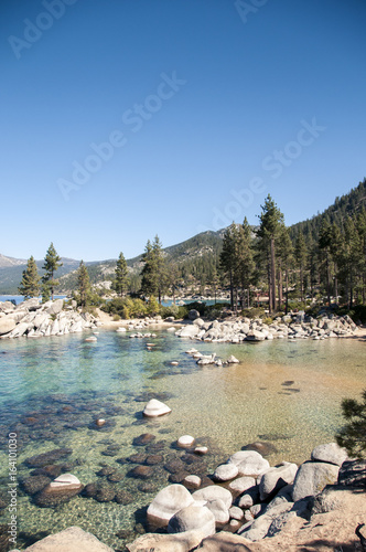 Clear water and pebbles at lake tahoe, california