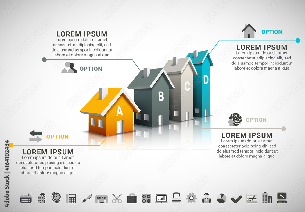 3D House Bar Graph Infographic 2 Stock Template | Adobe Stock