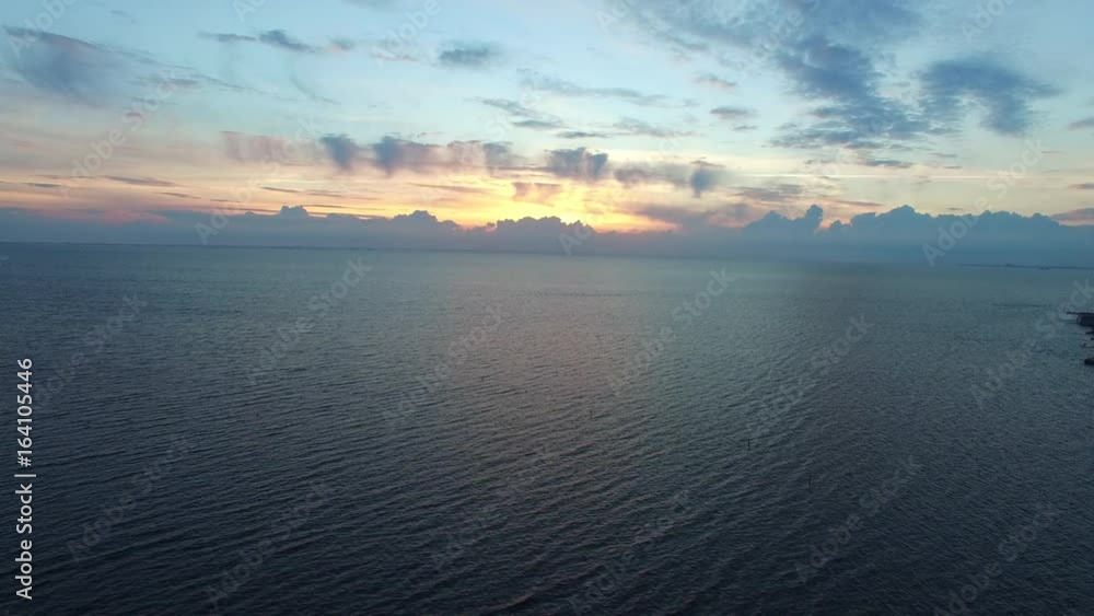 Aerial view of sea at sunset Aerial view of sea at sunset