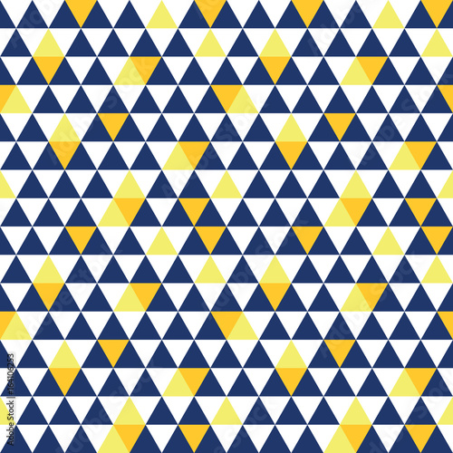 Vector navy blue and yellow triangle texture seamless repeat pattern backgrou...