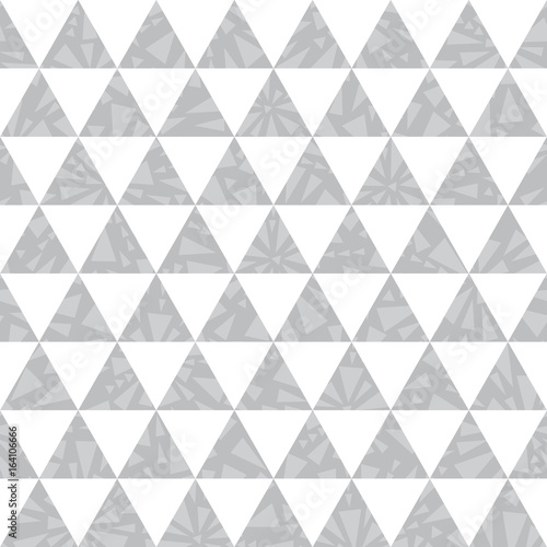 Vector silver grey triangle textured seamless repeat pattern background. Perf...