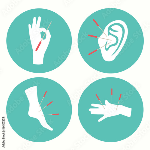 acupuncture health therapy icon, medicine alternative vector logo illustration,