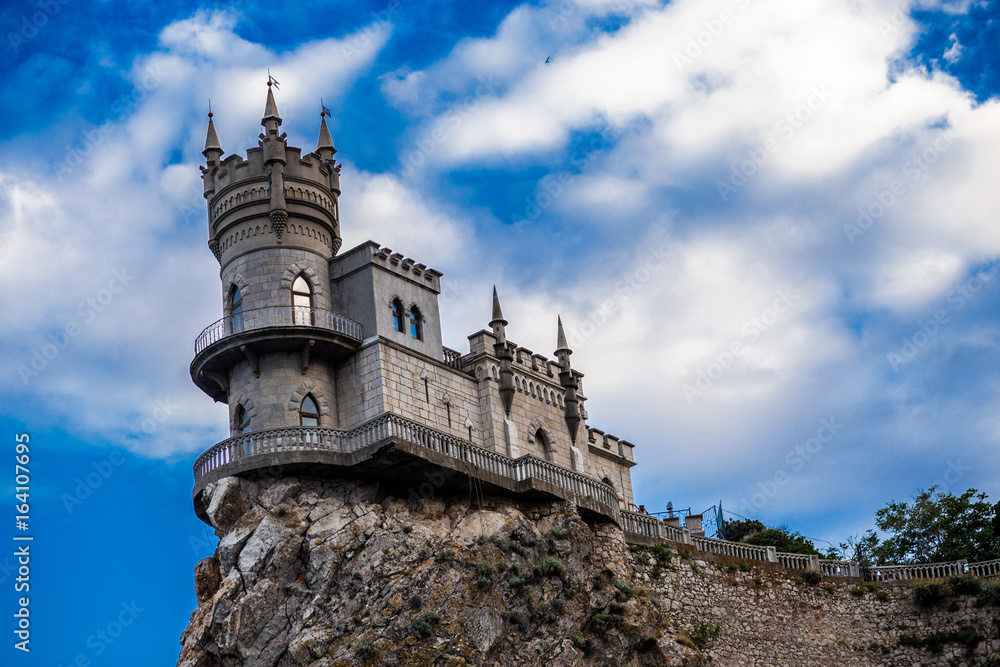 Castle on the edge of a cliff near the sea, Castle of swallows nests in the Crimea