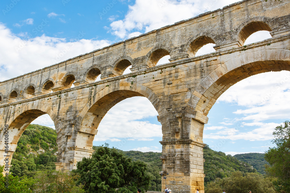 Pont du Gard, an old Roman aqueduct near Nimes in Southern Franc