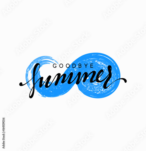 Goodbye summer, design blue water, sea wave with text.