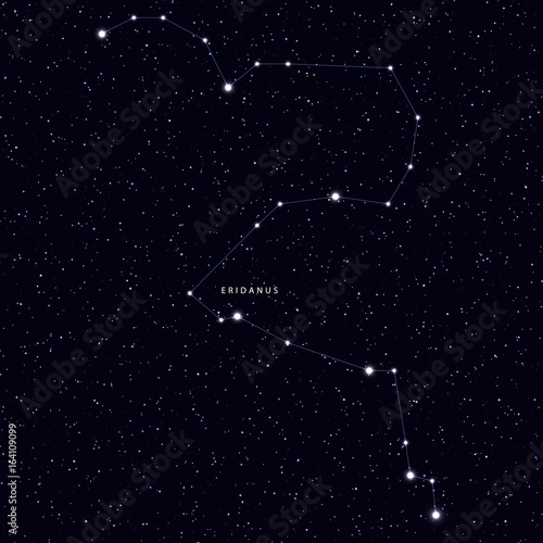 Sky Map with the name of the stars and constellations. Astronomical symbol constellation Eridanus