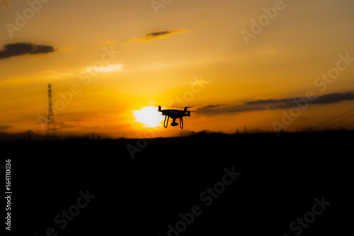 Drone flying in the evening 