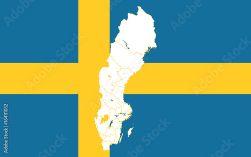 Map and flag of Sweden photo