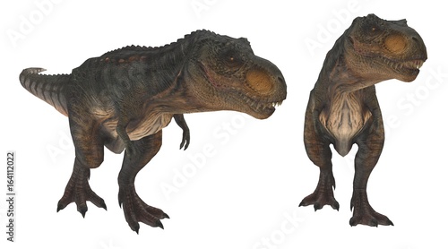 two t-rex hunting pose 3d illustration © RiskySukandar