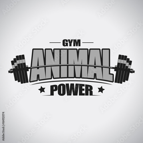 Barbell sport t-shirt. Gym emblem. vector
