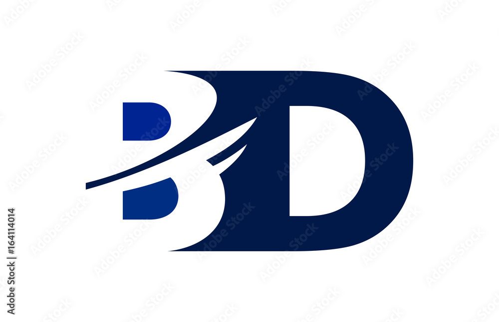 BD Negative Space Square Swoosh Letter Logo BD Negative Space Square Swoosh Letter Logo