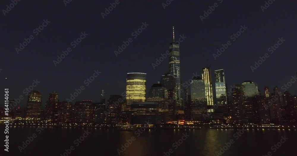 City lights of the New York,night scene and view from the ship City lights of the New York,night scene and view from the ship