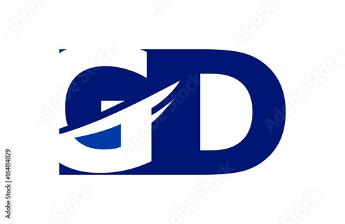 GD Negative Space Square Swoosh Letter Logo