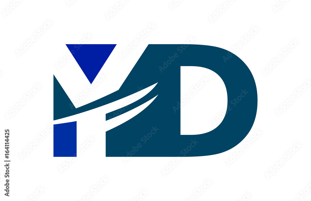YD Negative Space Square Swoosh Letter Logo YD Negative Space Square Swoosh Letter Logo
