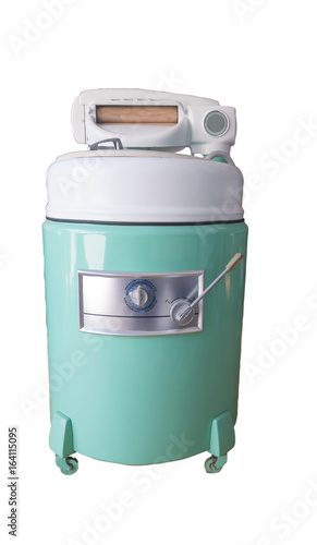 Old Wringer Washing Machine isolated with clipping path photo