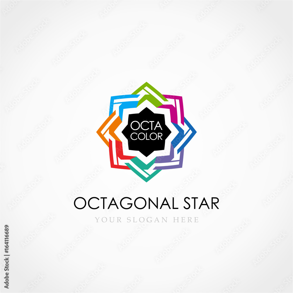 Octagonal Star Logo, Flower colorful logo